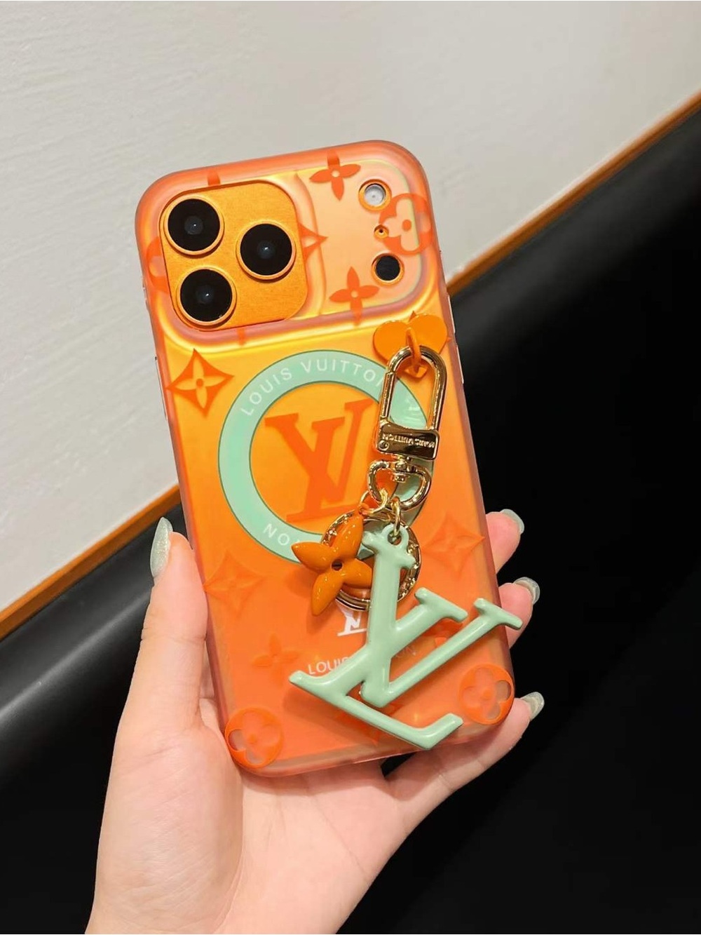 17 pro max Orange Phone Case with Charm